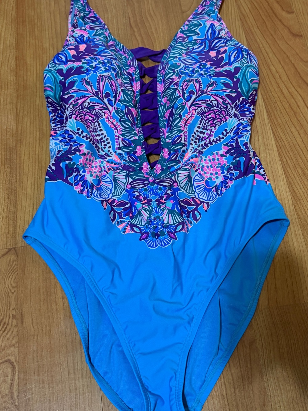 Lilly Pulitzer Isle Twister One-Piece Turquoise L123915 Womens Size 10